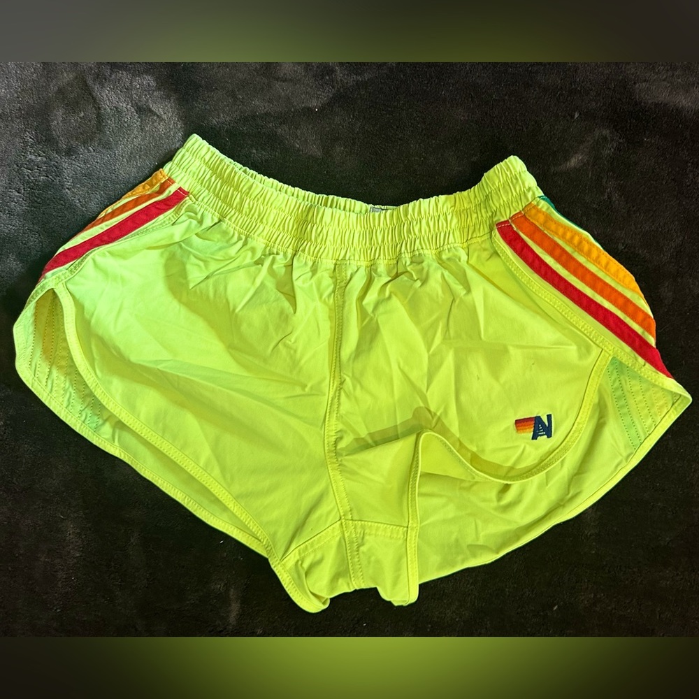 Aviator Nation Women’s Flex Stripe Board Shorts (small, neon/highlighter yellow)